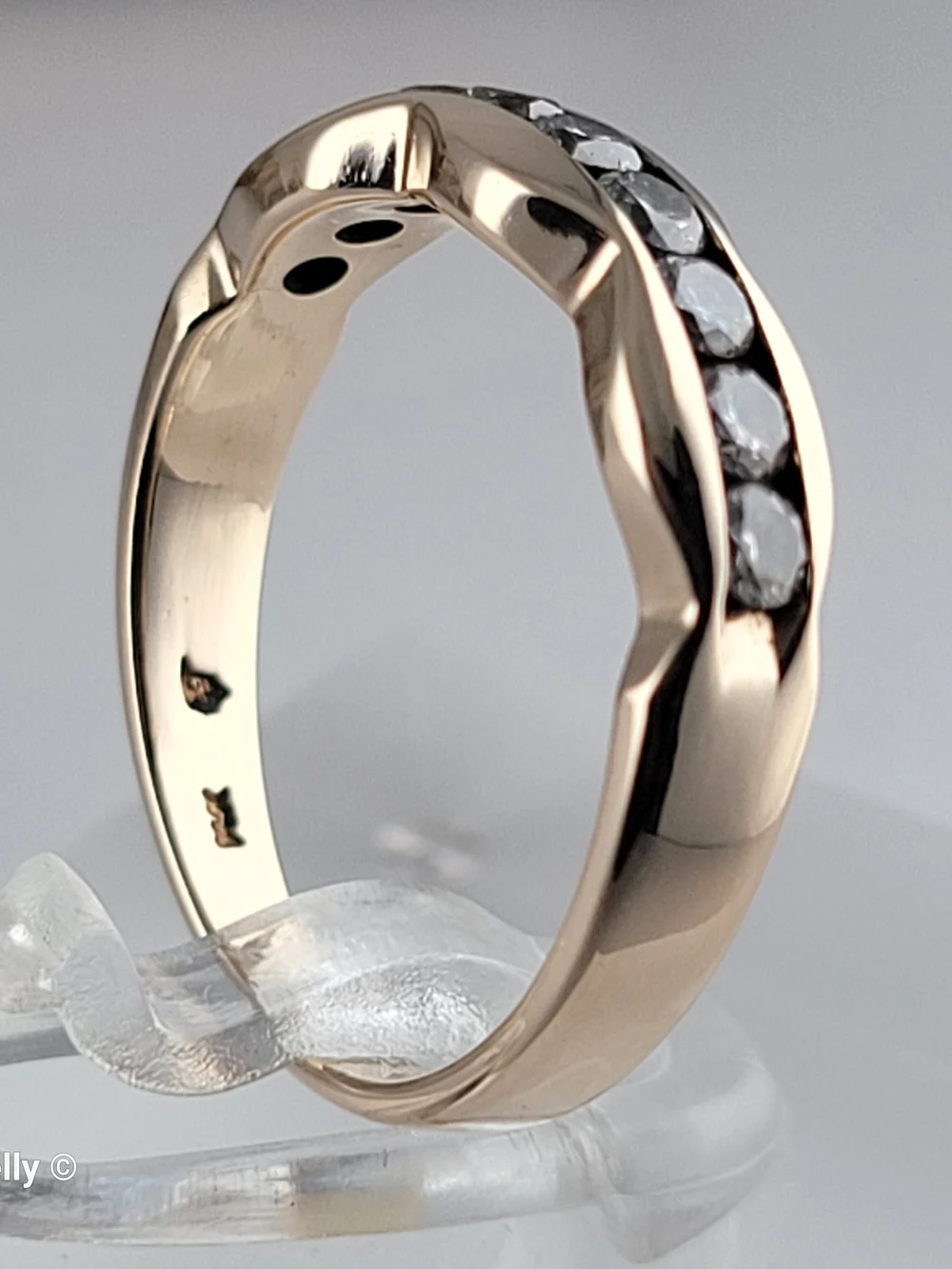 14K Yellow Gold Genuine Diamond Band Ring Size 6.5 - Solid Gold! 👌🎁